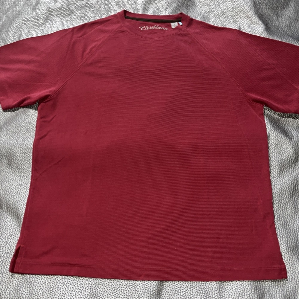 Men's Carribean Brand Ribbed Relaxed Fit Top Shirt Size Large Modal‎ Blend Red